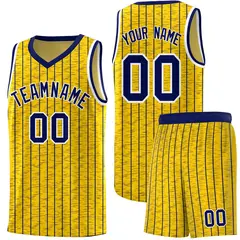 Gold Gray Pinstripe Retro Sets Uniform Basketball Jersey