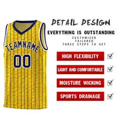 Gold Gray Pinstripe Retro Sets Uniform Basketball Jersey 2