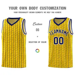 Gold Gray Pinstripe Retro Sets Uniform Basketball Jersey 3