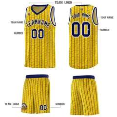 Gold Gray Pinstripe Retro Sets Uniform Basketball Jersey 5
