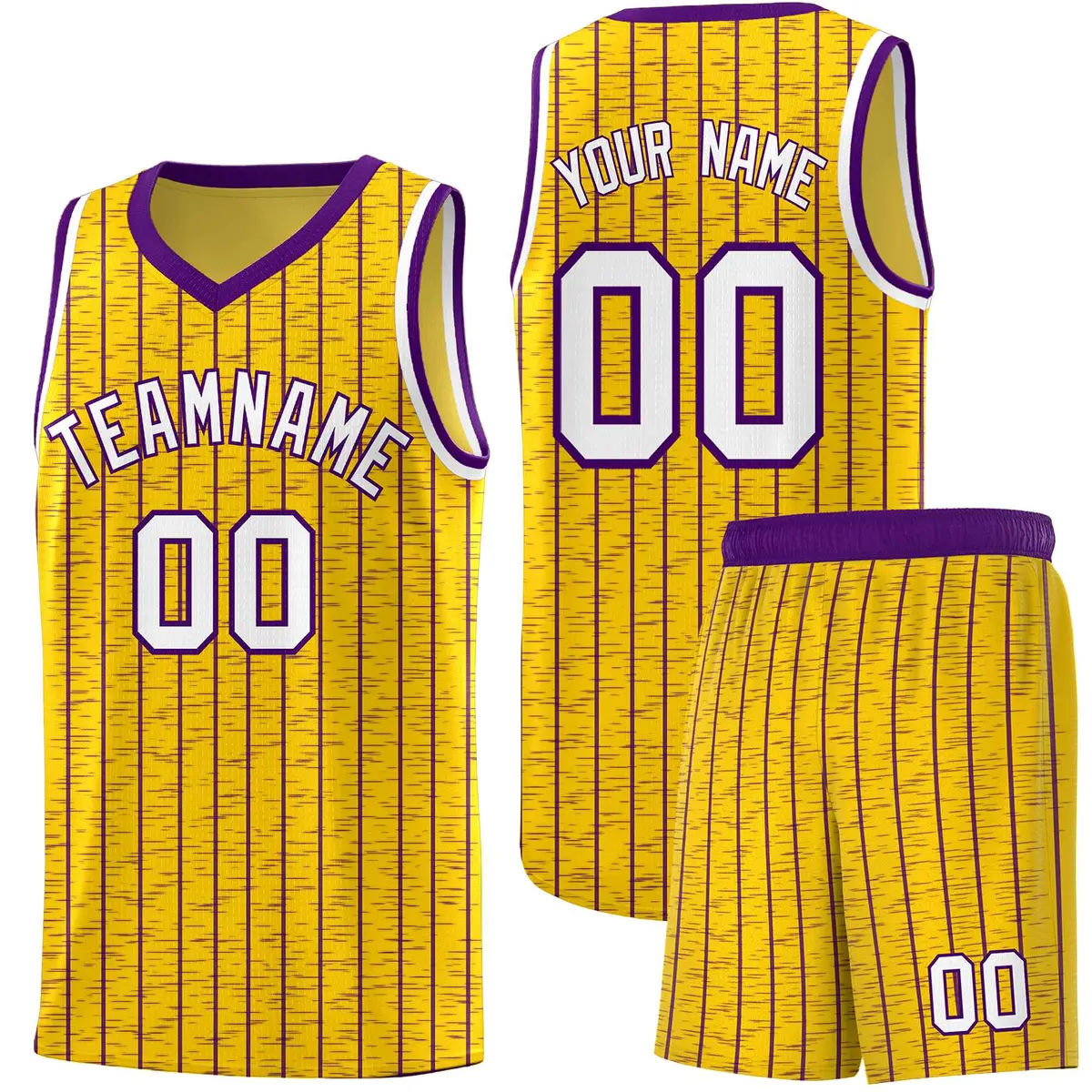 Gold Gray Pinstripe Retro Sets Uniform Basketball Jersey