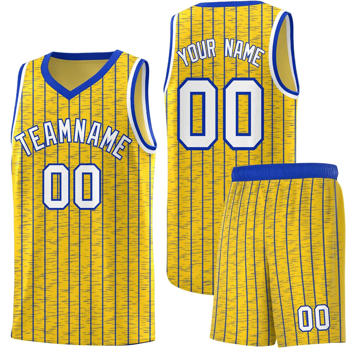 Gold Gray Pinstripe Retro Sets Uniform Basketball Jersey