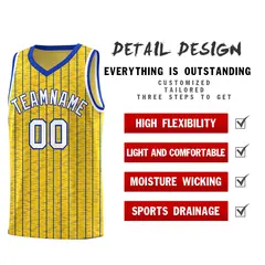 Gold Gray Pinstripe Retro Sets Uniform Basketball Jersey 2
