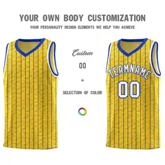 Gold Gray Pinstripe Retro Sets Uniform Basketball Jersey 3