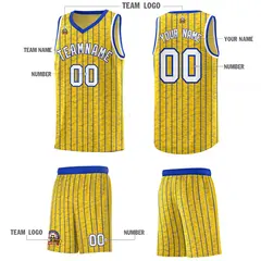 Gold Gray Pinstripe Retro Sets Uniform Basketball Jersey 5