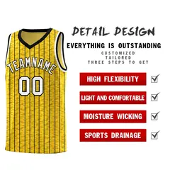 Gold Gray Pinstripe Retro Sets Uniform Basketball Jersey 2