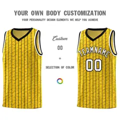 Gold Gray Pinstripe Retro Sets Uniform Basketball Jersey 3