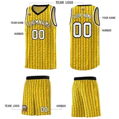 Gold Gray Pinstripe Retro Sets Uniform Basketball Jersey 5