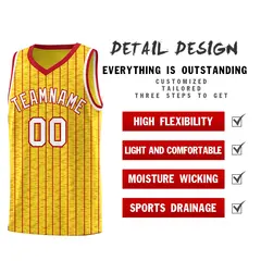 Gold Gray Pinstripe Retro Sets Uniform Basketball Jersey 2