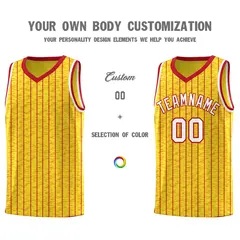 Gold Gray Pinstripe Retro Sets Uniform Basketball Jersey 3