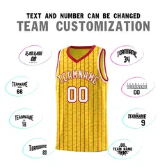 Gold Gray Pinstripe Retro Sets Uniform Basketball Jersey 4