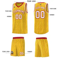 Gold Gray Pinstripe Retro Sets Uniform Basketball Jersey 5