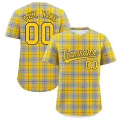 Gold Gray Plaid Authentic Baseball Jersey