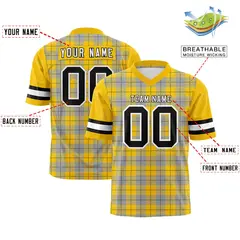 Gold Gray Plaid Pattern Authentic Football Jersey 2