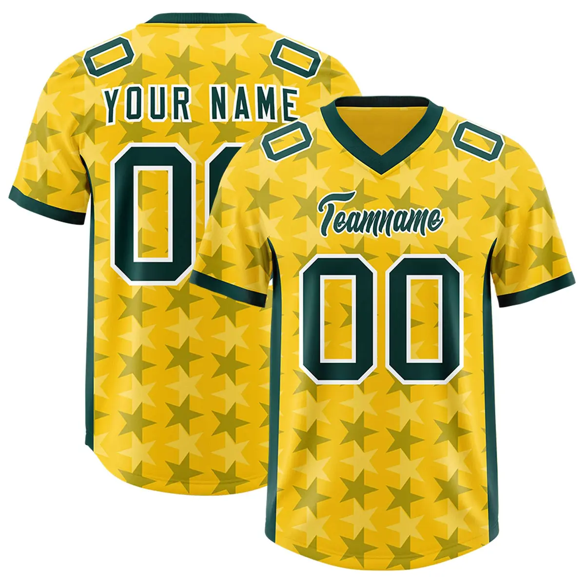 Gold Green All Star Graffiti Pattern Football Jersey