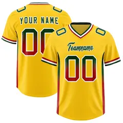 Gold Green and Red Sides Gradient Fashion Football Jersey 1
