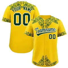 Gold Green Baroque Style Baseball Jersey