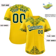 Gold Green Baroque Style Baseball Jersey 2