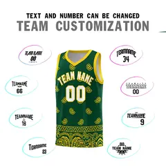 Gold Green Cashew Pattern Basketball Uniform Jersey 39