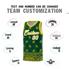 Gold Green Cashew Pattern Basketball Uniform Jersey 4