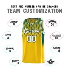 Gold Green Dot Pattern Reversible Gradient Basketball Jersey Kits 4