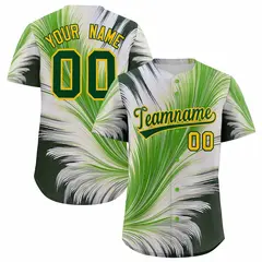 Gold Green Fluid Feather Graffiti Baseball Jersey