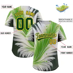 Gold Green Fluid Feather Graffiti Baseball Jersey 2