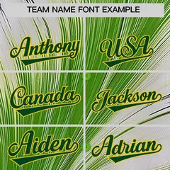 Gold Green Fluid Feather Graffiti Baseball Jersey 3