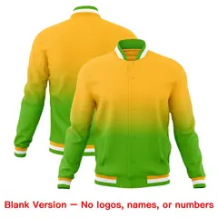 Gold Green Gradient Full-Snap Fashion Letterman Jacket 7