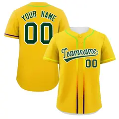 Gold Green Gradient Ribbed Authentic Baseball Jersey 1