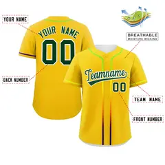Gold Green Gradient Ribbed Authentic Baseball Jersey 2