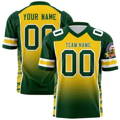 Gold Green Gradient Side Pattern Authentic Football Jersey