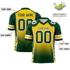Gold Green Gradient Side Pattern Authentic Football Jersey 2