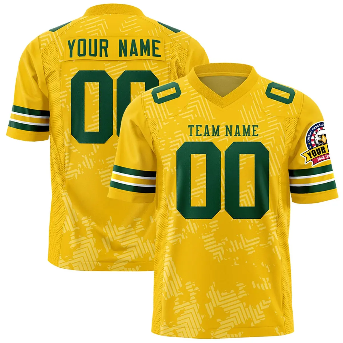 Gold Green Graffiti Line Authentic Football Jersey