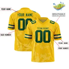 Gold Green Graffiti Line Authentic Football Jersey 2