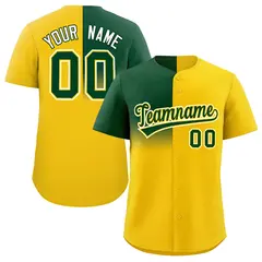 Gold Green Half Gradient Authentic Baseball Jersey