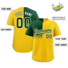 Gold Green Half Gradient Authentic Baseball Jersey 2