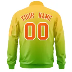Gold Green-Orange Gradient Varsity Letterman Bomber Jacket 4