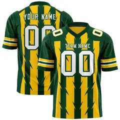 Gold Green Razr Stripe Graffiti Pattern Flag Football Jersey 1