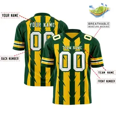 Gold Green Razr Stripe Graffiti Pattern Flag Football Jersey 2