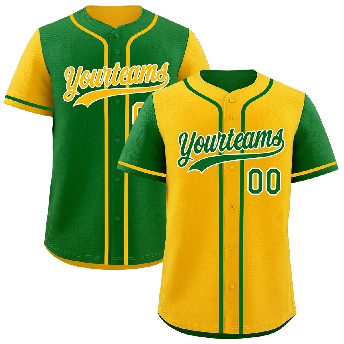 Gold Green Reversible Raglan Baseball Jersey
