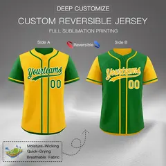 Gold Green Reversible Raglan Baseball Jersey 2