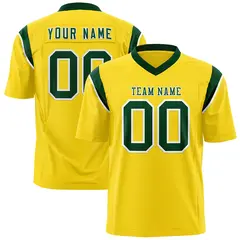 Gold Green Shoulder Cut Two-Tone Flag Football Jersey 1