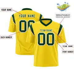 Gold Green Shoulder Cut Two-Tone Flag Football Jersey 2