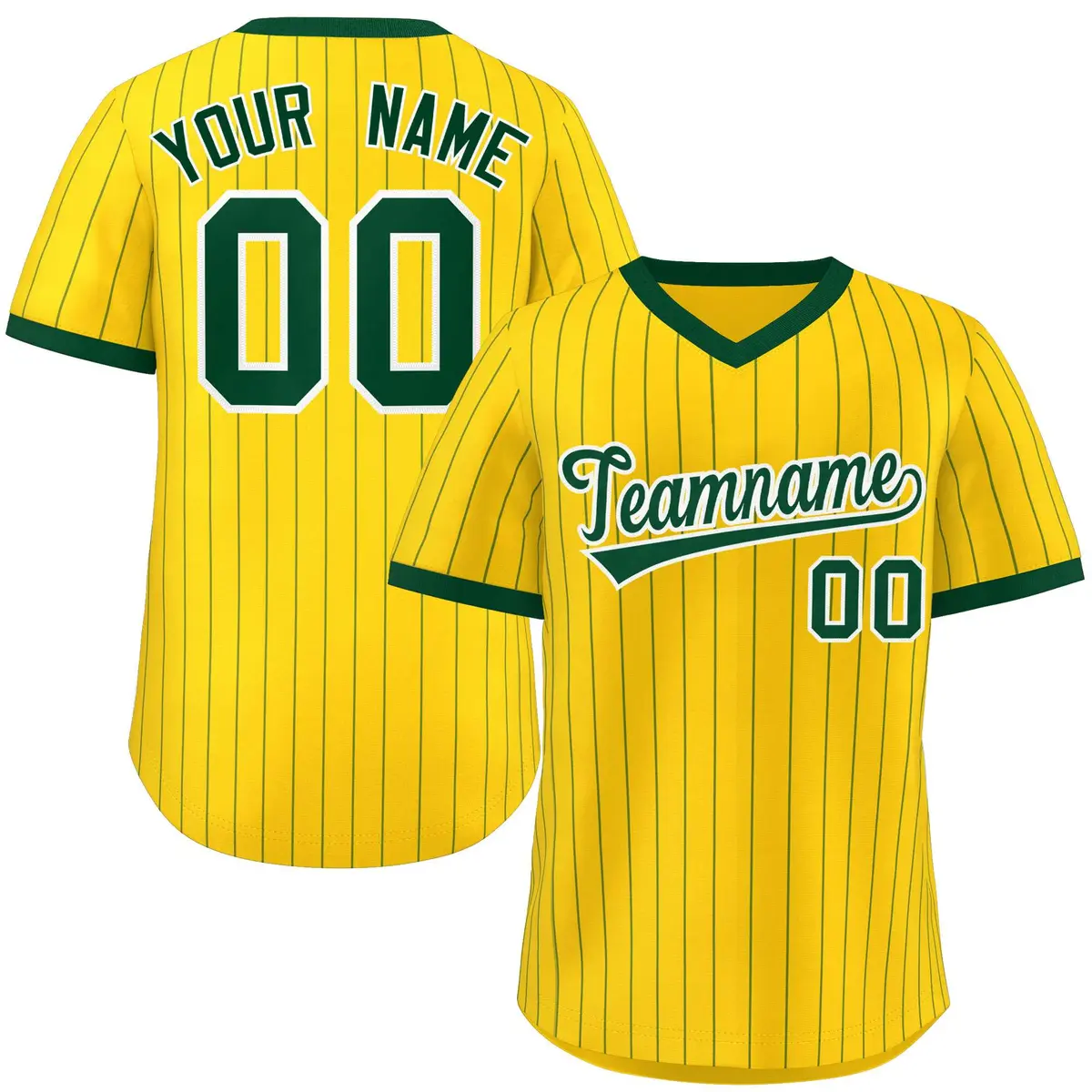 Gold Green Stripe Authentic Pullover Baseball Jersey