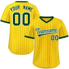 Gold Green Stripe Authentic Pullover Baseball Jersey 1