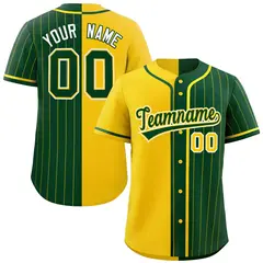Gold Green Stripe-Solid Combo Authentic Baseball Jersey 1