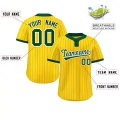 Gold Green Stripe Two-Button Softball Jersey 2