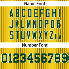 Gold Green Stripe Two-Button Softball Jersey 3