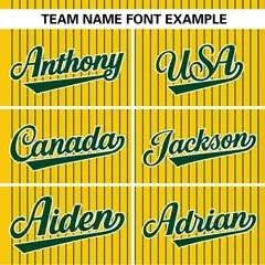 Gold Green Stripe Two-Button Softball Jersey 4